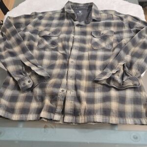 Kuhl Men's Casual Button Down Shirt - Gray and Cream Plaid